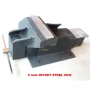 OFFSET JAW VICE 5 INCH WIDE JAWS ALL STEEL CONSTRUCTION - with Anvil - NEW