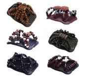 Beads Hair Combs, Elastic Magic Wood Beads Double Hair Comb Clip Stretchy Hair Accessories For Women Girls(6pcs)
