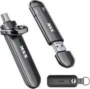 SSK 1TB USB C Stick up to 1000MB/S, Dual Mini USB Stick USB 3.2 Gen2 Type-A and Type-C External Solid State Drives Portable SSD for iPhone 15/16/PS4/Android Phone/Tablet/Windows/Mac