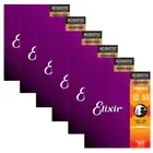 6 Sets Elixir 16052 Nanoweb Acoustic Guitar Strings Light 12-53 Phosphor Bronze