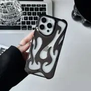 3D Flame Pattern Phone Case Hollow Soft Cover For iPhone 16 15 14 Pro Max Plus