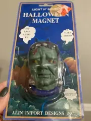 Frankenstein Head With Light N' Sound Halloween Magnet New In Box Akin Import