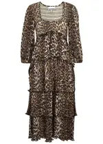 Ganni Leopard-print Tiered Chiffon Midi Dress - 38 (UK10 / S) 38 (UK10 / S)