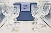 Bohemia 6 x Crystal Flamenco Wine Glasses With Orginal Box New