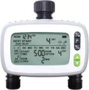 Two Valves LCD Water Timers Controllers Hose 3/4'' Tap Drip Irrigation Sprinker