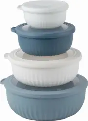 Prep Bowls with Lids- Wide and Deep Nesting Plastic Small Mixing Bowl Set with L