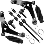 10pcs Front Suspension Kit Lower Control Arm with Ball Joint fit 2002-2006 for Mitsubishi Lancer Outer Inner Tie Rod End w/Steering Boot Sway Bar Link
