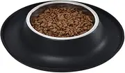 Amazon Basics Round Silicone Mat and Pet Bowl, Large (25 cm), Black