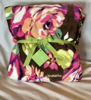 Vera Bradley Plush Throw Blanket ENGLISH ROSE Floral BROWN Peach RARE NWT New