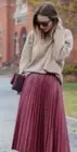 Women Carlisle Leather Midi Wine Pleated Skirt NWT 2
