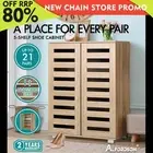 ALFORDSON Shoe Cabinet Organiser Storage Rack Drawer Shelf 21 Pairs Wood