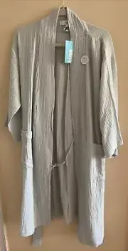 BLISS Spa Robe & FREE Headband - Light Green Zen Garden -- S/M - 100% Cotton