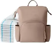 Leather Diaper Bag Backpack | Large Baby Bag,Water-resistant PU Leather Diaper Backpack Large Capacity Pockets for Travel Outdoor