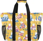 [sanluoli] Tote Foldable Large Beach Bag Water Resistant Canvas Car Totes, Japanese Style Polar Bears, 1 size