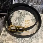 『二手』DIOR 馬鞍腰帶 金色平滑扣 牛皮革皮帶 B0042C 女款皮帶 寬2公分皮帶 迪奧黑金皮帶