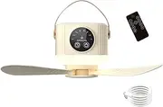 Camping Ceiling Fan With Light, Portable 3600mAh Lighted Ceiling Fan With Remote Control, USB Rechargeable Cooling Device With Timer, 4 Speeds, Removable Blower For Dorms