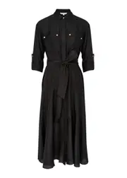 Veronica Beard Camille Silk-satin Midi Shirt Dress - Black - 8 (UK12 / M) 8 (UK12 / M)