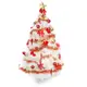 [特價]摩達客 台製12尺特級白色松針葉聖誕樹+紅金色系配件(不含燈)