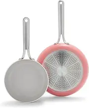 GreenPan Nova 8” & 10” 2 Piece Frying Pan Skillet Set, Oprah’s Favorite Things 2024, Induction Suitable PFAS-Free Nontoxic Ceramic Nonstick, Dishwasher & Oven Safe, Quick Even Heating, Coral
