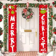 Grinch Porch Sign Door Banner Oxford Cloth Merry Christmas Grinch Christmas Decoration