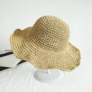 [NC] Summer Sun Hat Womens Women Summer Beach Panama Straw Hats Wide Wave Brim Folded Sun Hat Sombrero Playa Fisherman Cap Outdoor Holiday Raffia Cap