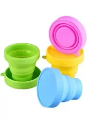 Collapsible Cup Compact Silicone, Reusable Food Grade Folding Mug with Lids, Exp