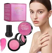 Cheek Blush | Air Cushion Liquid Blush with Mirror,Mushroom Applicator, Silky Cheek Tint, Natural Enhancer Face Makeup for Effortless Elegant