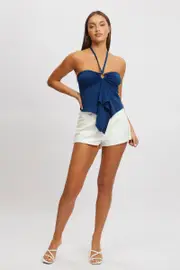 Blue Halter Top Sleeveless - Size 16XL, Women's Top