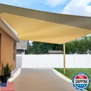 TANG Sun Shade Sail 14'x14' Sand Square Sunshade Cloth UV Block Permeable Sai