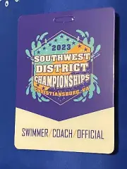 Bagtag Swimming Meet Credential Bagtag 2023 Southwest District Champ Virginia