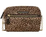 Diane Von Furstenberg DVF Leopard Print Calf Hair & Leather Crossbody Bag Purse
