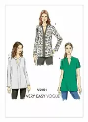 Vogue Sewing Pattern 9151 Misses V Neck Tunics Dress Size 16-26 Uncut