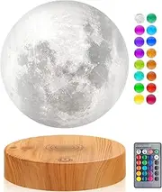 Magnetic Levitating Moon Lamp 16 Colors Modes Floating 3D Printing LED Moon Lamp LED Magnetic Levitation and Spinning Luna Night Lights for Home Office Decor