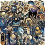 50 PCS Vintage Astronomy Stickers,Celestial Stickers,Teens Boys and Girls Sticker Pack Vinyl Skateboard Guitar Door Laptop Luggage Car Bike Water Bottle Birthday Party Supplies Stickers