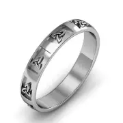 14k White Gold Irish Handcrafted Celtic Trinity knot Design Wedding Ring 4mm