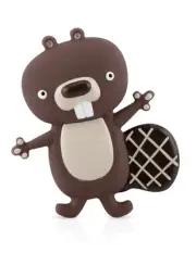 Nuby Squeezy Teethe Fun Rubber Teether with Squeaker - Beaver - BPA Free