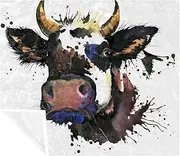 Animal Cow Splash Watercolor Painting Fleece Blanket Twin Blanket - Soft Lightweight Plush Cozy - Perfect for Bed, Sofa, Couch, Travel, Camping, 59.0x78.7 inch