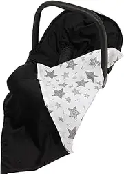 Viculii Double Sided Baby Wrap for car seat | black and white mix stars baby wrap swaddle cover cosytoes blanket for car seat 100x100cm | boy or girl