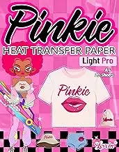 Pinkie Printable Heat Transfer Vinyl for T Shirts (20 Sheets, 8.5x11”) Iron On Transfer Paper for Light Colored Fabrics Heat Transfer Paper for Inkjet Printer (Light Pro)