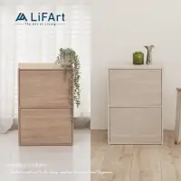 在飛比找momo購物網優惠-【LiFArt】日系簡約附門雙層收納櫃(MIT/附門櫃/收納