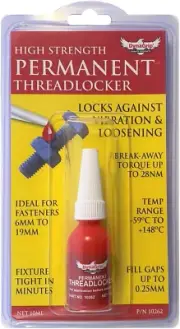 High Strength Permanent Threadlocker 10 Ml Red Oil Tolerant Threadlocker, Screw
