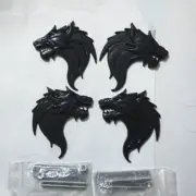 Pair Matte Black Wolf Head Metal Grile Emblem + Sticker Decal Badge Car 3D Turbo (for: Porsche)