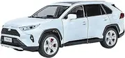 Finished Scale Model 1/24 for Toyota RAV4 City SUV Alloy Die-cast Car Model Simulation Miniature Vehicle Model Decoration Ornaments Presents Ornaments(White)