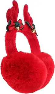 [OATIPHO] Winter Warm Elk Ear Warmer Ear Protector Xmas Headwear Biking Earmuff Reindeer Christmas Elk Fur Ear Warmer Head Band Antler White Plush