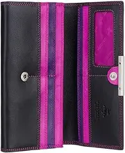 [Luchiano Visconti] VISCONTI RIO 11 Ladies Large Soft Leather Wallet Purse Clutch, Black, Large Wallet