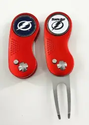 GOLF SWITCHBLADE NHL TAMPA BAY LIGHTNING DIVOT REPAIR TOOL + Ballmarker Red