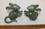 Cast Iron Doorstop Verdigris Mice Figurine Bookends Book End Door Stops Doorstop