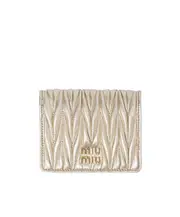 Miu Miu Logo-Lettering Matelassé Bi-Fold Wallet One size Pyrite