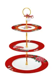 Blushing Birds 3-Layer Cake Stand (Red)