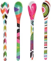[French Bull] Melamine Assorted, Tablespoon, Spoon, Set of 4 for Coffee, Milk Powder, Seed, Spices, Ice Cream, Yogurt, Stirring, Mixing, Sugar, 7"" Dessert (Multi)